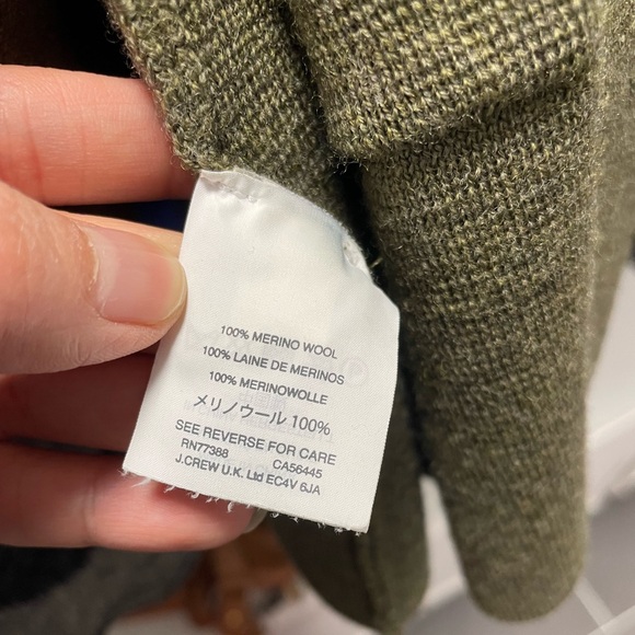 Sz S J. Crew Sophie Olive open front blazer cardigan 100% Merino Wool - Picture 7 of 7